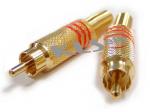 Штекер RCA (тюльпан) золоченый, с красной полосой KLS1-RCA-PM03-G-R-W-6.5